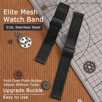 WOCCI 20mm Elite Cinturino Orologio, Vera Pelle, Fibbia Argento, Grana Goffrata Alligatore (Marrone WOCCI 20mm Elite Cinturino Orologio, Vera Pelle, Fibbia Argento, Grana Goffrata Alligatore (Marrone