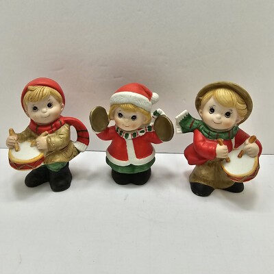 Homco Christmas Figurines #5564 Home Interior Set of 3 Kids Musical Instruments