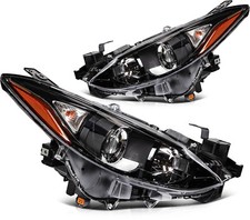 Pair Headlights Assembly Black Leftright Wprojector For 2014-2016 Mazda 3