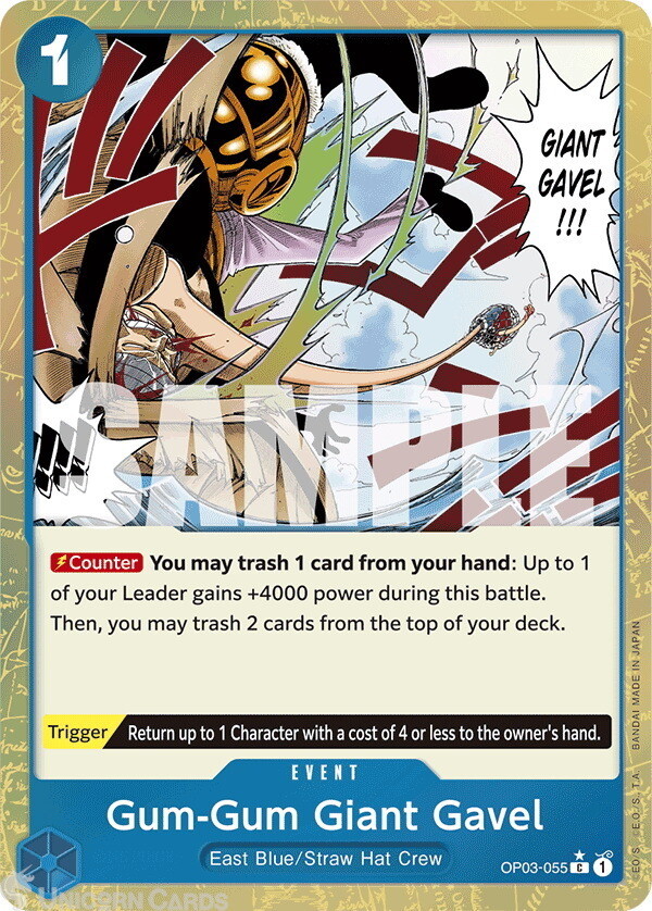OP03-055 Gum-Gum Giant Gavel : Common Textured Foil English One Piece TCG Card :