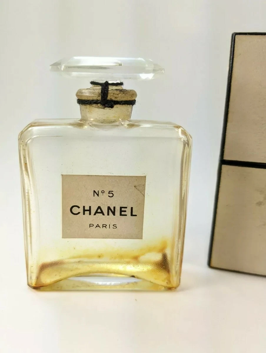 Early Vintage Chanel No 5 *Empty* Glass Perfume Bottle Stopper w/ Box