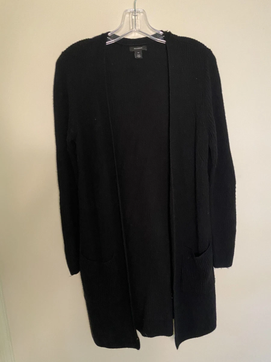 HALOGEN XS Long Ribbed Oversized Cardigan Viscose Cashmere Blend