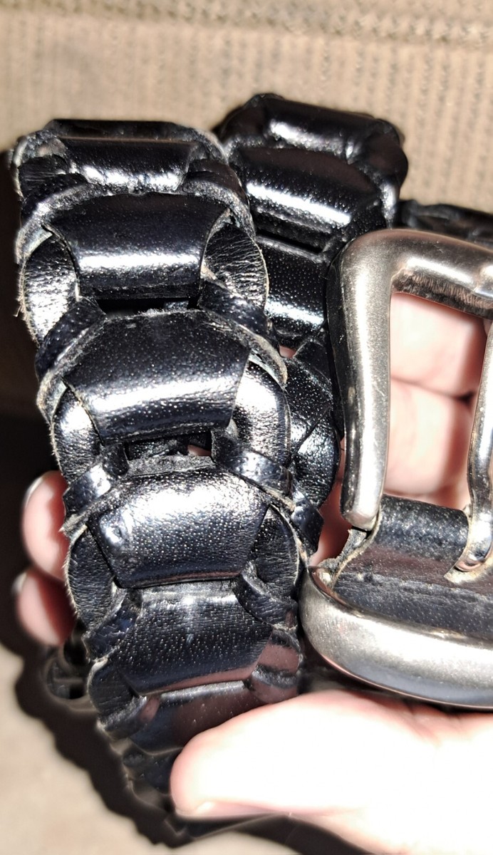 Ladies Or Mens Calabria Chain Link Black Belt Size Med Brass Buckle Teacher Work Ladies, Mens Calabria Chain Link Black Belt Size Med Brass  main image 2