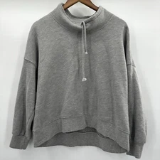 Xirena Sweatshirt Womens Small Gray Fleece Pullover Drwastring Neck Cozy Sweater