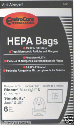 6 Simplicity Jack Jill Riccar Z SLZ-6 Moonlight Hepa Bags - Foto 13