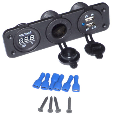 3 in 1 5V 3.1A Universal Car 2 Ports USB + Voltmeter + Cigarette Lighter  Socket