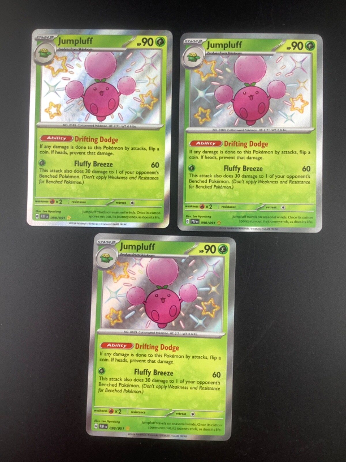 2024 Pokémon TCG Paldean Fates Jumpluff 098/091 x 3 NM