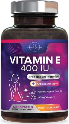 E Vitamin for Women and Men - 180 mg (400 IU) dl-Alpha Powerful Antioxidant