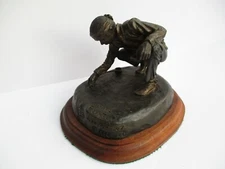 JUAN MARTINEZ BRONZE METAL SCULPTURE SIGNED NAVAJO SAND PAINTER PORTRAIT VINTAGE