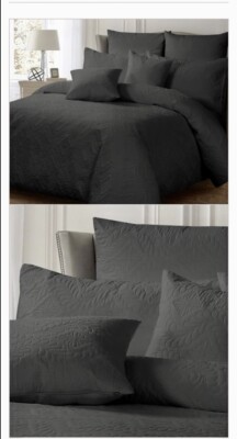 Georges Fine Linens Ashton Charcoal Double Quilt Cover Set