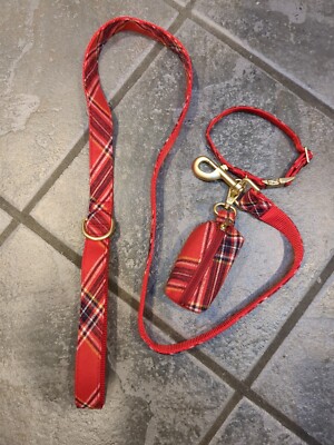 Pet Collar and Leash Set Combo with  Bonus Poop Bag zipper Holder for Dog or Cat