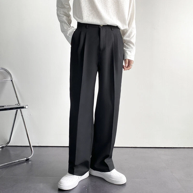 Men's Straight Suit Pants Loose Wide Leg Casual Trousers Men's Straight Suit Pants Loose Wide Leg Casual Trousers