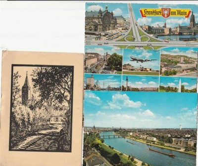 4 Ansichtskarten Deutschland gebraucht mit Briefmarken. Wuppertal, Stuttgart, Frankfurt (2)