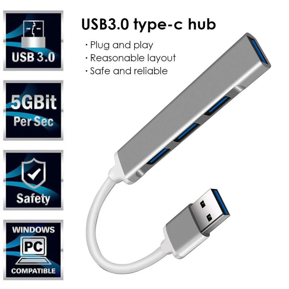 USB 3.0 Multi-port 4 Ports USB Hub Connector Adapter for Computer Keyboard Mouse