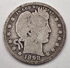 《Silver》1898  USA BARBER QUARTER -- .1808 OZ of SILVER!!!