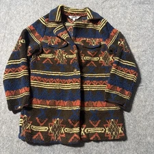 Davi & Dani Sherpa Cardigan Jacket Women’s Sz S Southwestern Aztec Pattern Boho 