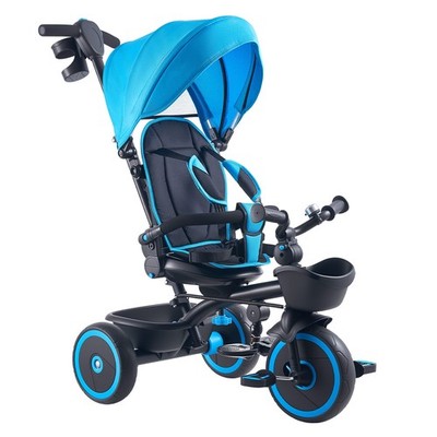 Uimoso Dreirad Kinderdreirad Kinderwagen für 1-5 Jahren mit Schubstange Blau