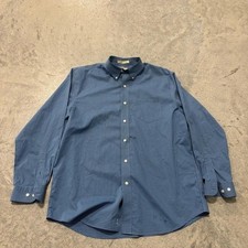 Vintage L.L.Bean Blue White Check Button Up Shirt Men's Long Sleeve 100 Cotton