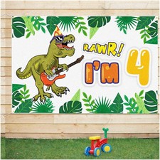 Dinosaur Birthday Backdrop Banner for Party