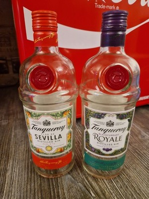 2 x Tanqueray Gin Bottles 70cl - Blackcurrant Flor De Sevilla  - Upcycle Hobby