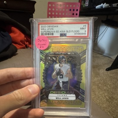 2023 Panini Obsidian Supernova Will Levis RC #4 Asia Gold Flood Etch 8/10 PSA 9
