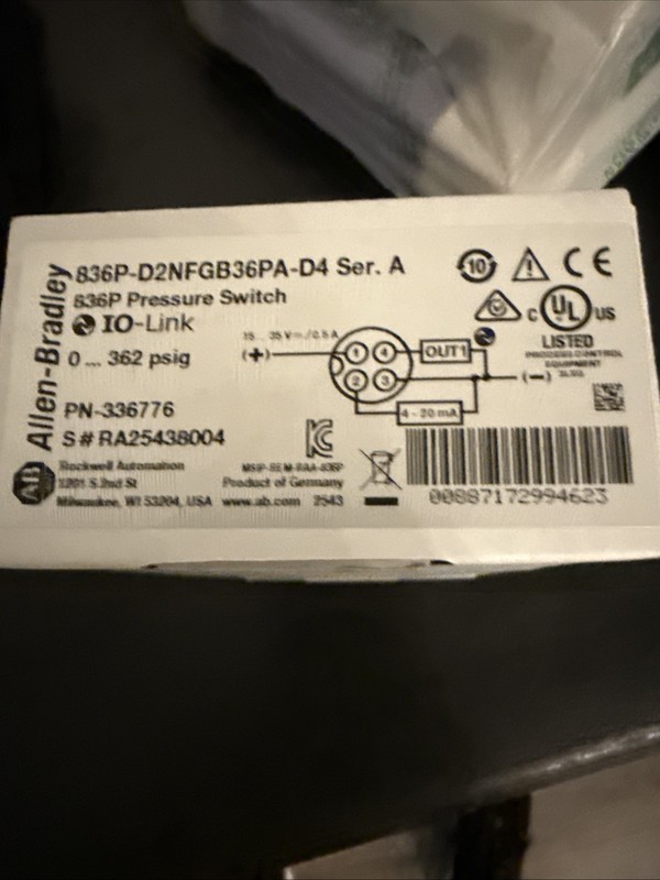 Allen Bradley 836P-D2NFGB36PA-D4 Ser A Standard Solid-State Pressure Sensor
