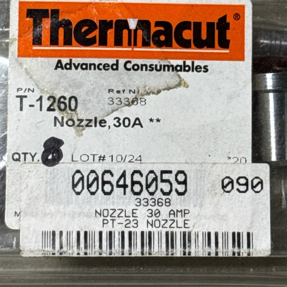 Boquilla Thermacut T1260 30A para usar con antorcha PT23 (paquete de 8) 33368 Foto 3 de 4