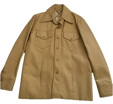 Kentfield Vtg 60s 70s Faux Leather Jacket Trench Disco Fight Club Sz Small Brown