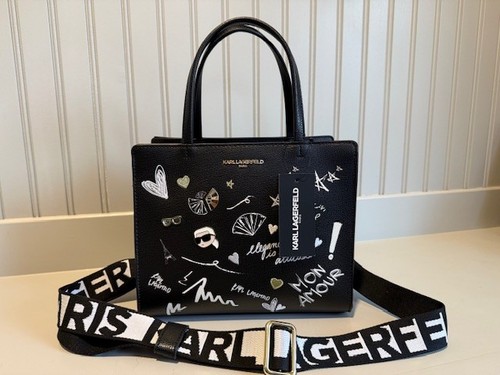 KARL LAGERFELD Paris NWT Authentic L5GDU8BJ Color Blk/gold $228