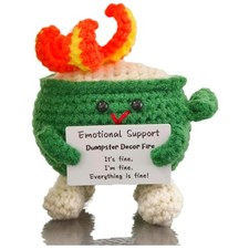 Emotional Support Dumpster Decor Fire, Funny Handmade Crochet Dumpster Knitti...