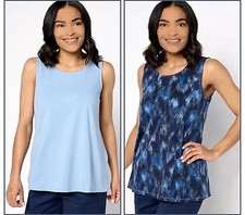 Denim  Co.Printed/Solid Jersey 2-Pack Swing Tops Blue Haze Abstract 2XS A398744