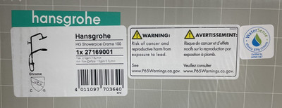 Hansgrohe 27169001 Croma 1-Jet Thermostatic 2.0 GPM Showerpipe - Chrome *READ*