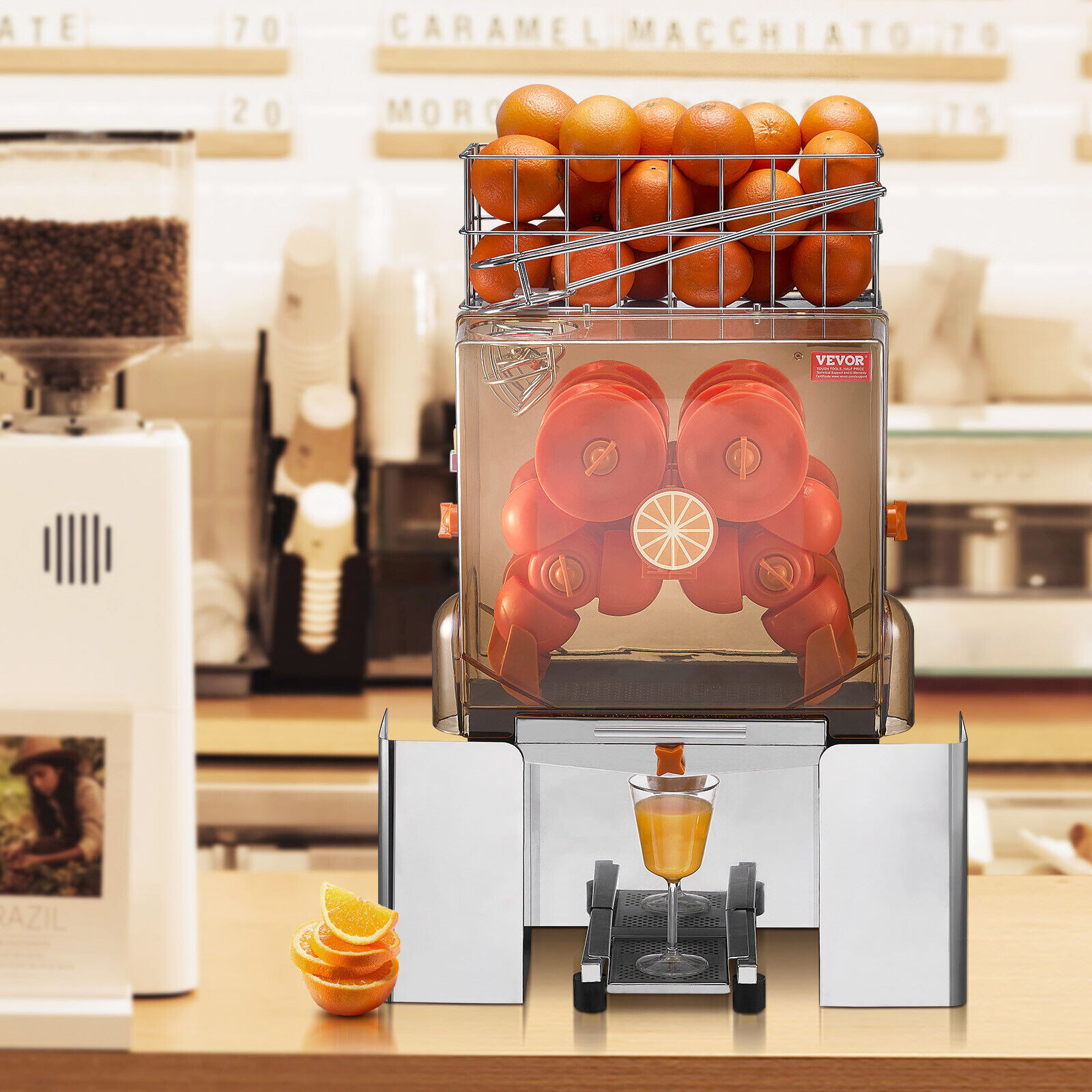 VEVOR Orangenpresse Zitruspresse Elektrisch 120W Saftpress Obstpresse Gastro