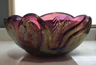 Vintage L.E. Smith Amethyst Carnival Glass Swan Bowl Stunning