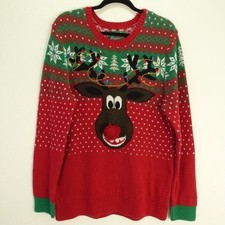 Ugly Christmas Sweater Rudolph Red Nose Reindeer XL