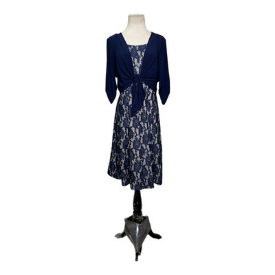 DB Established 1962 blue laced sleeveless dress shrug set size 16