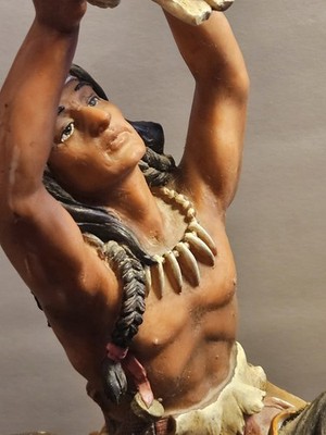 Native American ''Vision Quest'' Warrior Sculpture - Hand Painted 25.5'' height