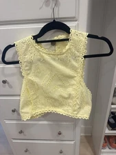 Yellow Eyelet Two piece skirt and top