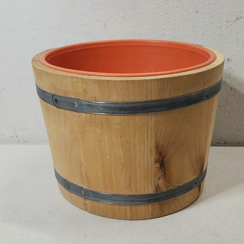 Cuenco de película de palomitas de maíz de barril de madera con forro naranja vintage 8,5" - Imagen 5 de 10