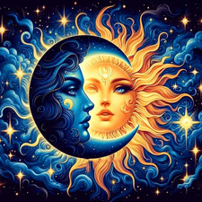 Sun and Moon Diamond Art Painting Kits for Adults-Round Full Drill Diamond Paint