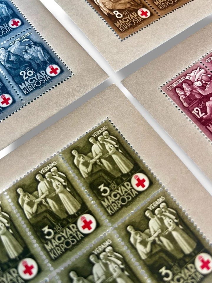 Hungría 1942 Sc B144-7 Mi 691-44 Juego Perforado NH Cruz Roja Juego Completo Foto 2 de 4