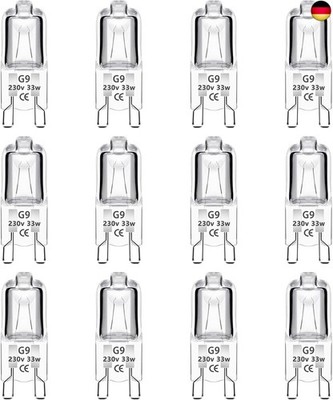 Caldarax 12 Stück G9 Halogenlampen 33W 230V Dimmbar, 2700K Warmweiß, 460lm, K