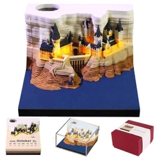 3D Time Piece Calendar, 2026 Desk Calendar With LED Light, 3d Tree Memo Pad C...