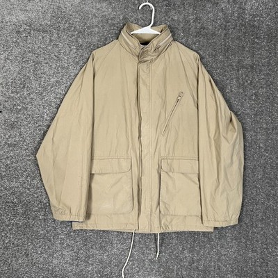 Brooks Brothers British Tan Khaki Cotton Field Jacket Size Med Hidden Hood Mint