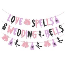 Love Spells  Wedding Bells Banner Garland She Put a Spell on Him Halloween