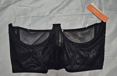 New XL 38-42 COLSIE Black Flora Lace Under Bust CORSET BUSTIER Shaper Boned