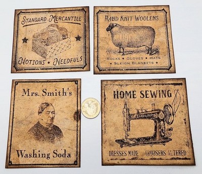 4-Primitive-Farmhouse-Country-Rustic-Grubby-Home Goods-Labels-Stickers