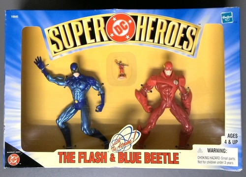 DC Super Heroes Action Figs THE FLASH & BLUE BEETLE w/ THE ATOM - Hasbro 1999