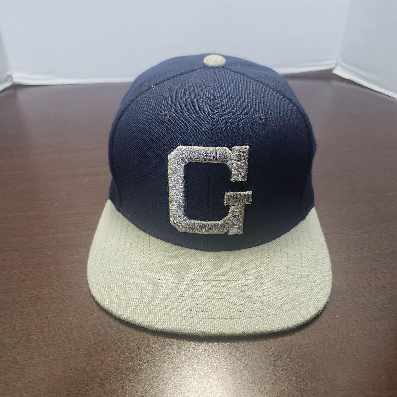 Mitchell & Ness C Logo Hat Cap Snap Back Navy Gray Two Tone Baseball Mens