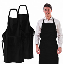 Delantal Negro Unisex de Cocina con 2 Bolsillos en Poli ster